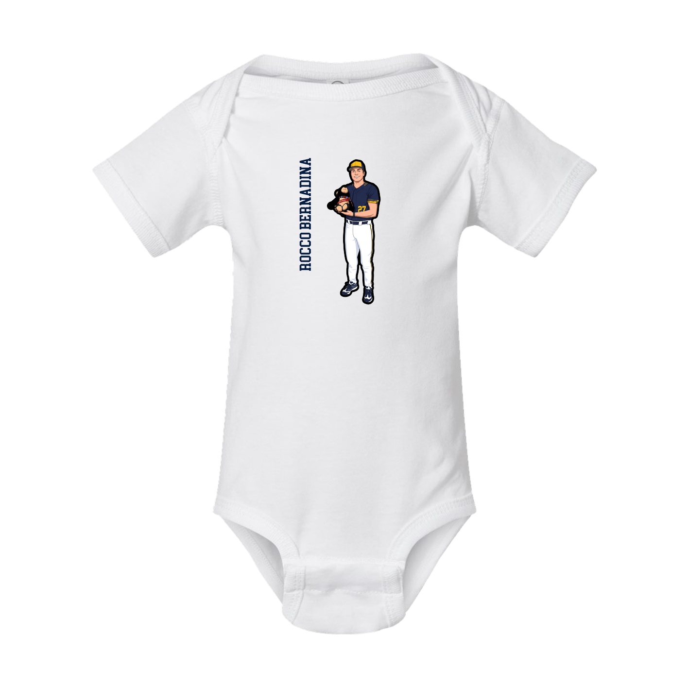 Baby Onesie — Name Vertical in White
