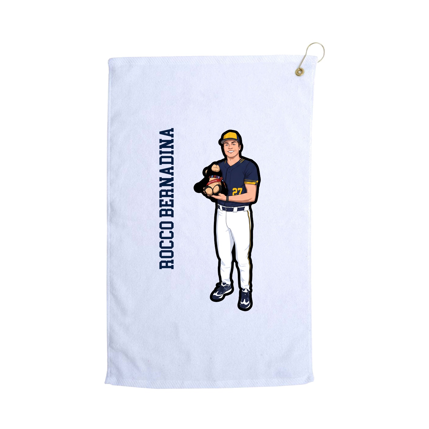Golf Towel — Name Vertical in White
