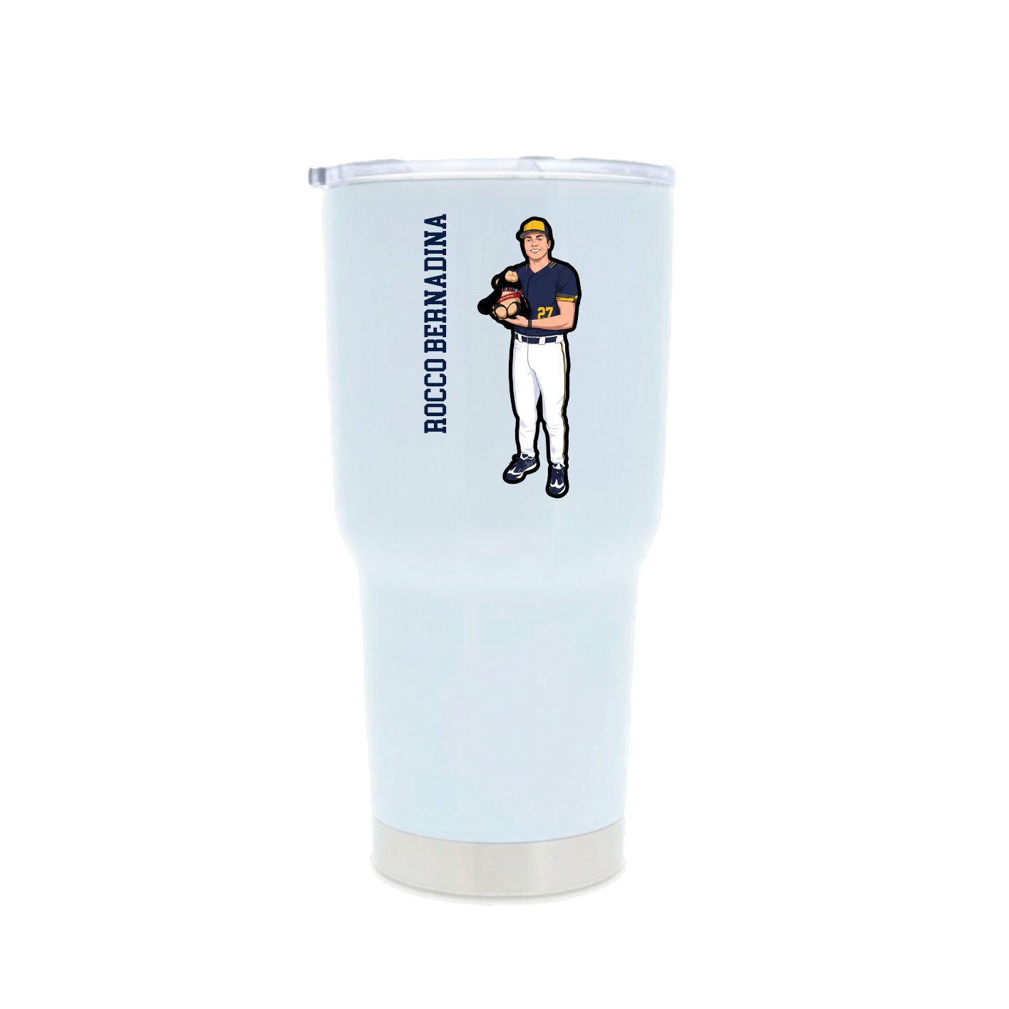 30oz Stainless Steel Tumbler — Name Vertical in White