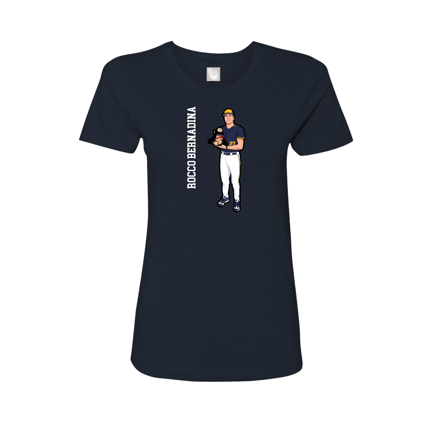 Fitted Women's Tee — Name Vertical in Navy