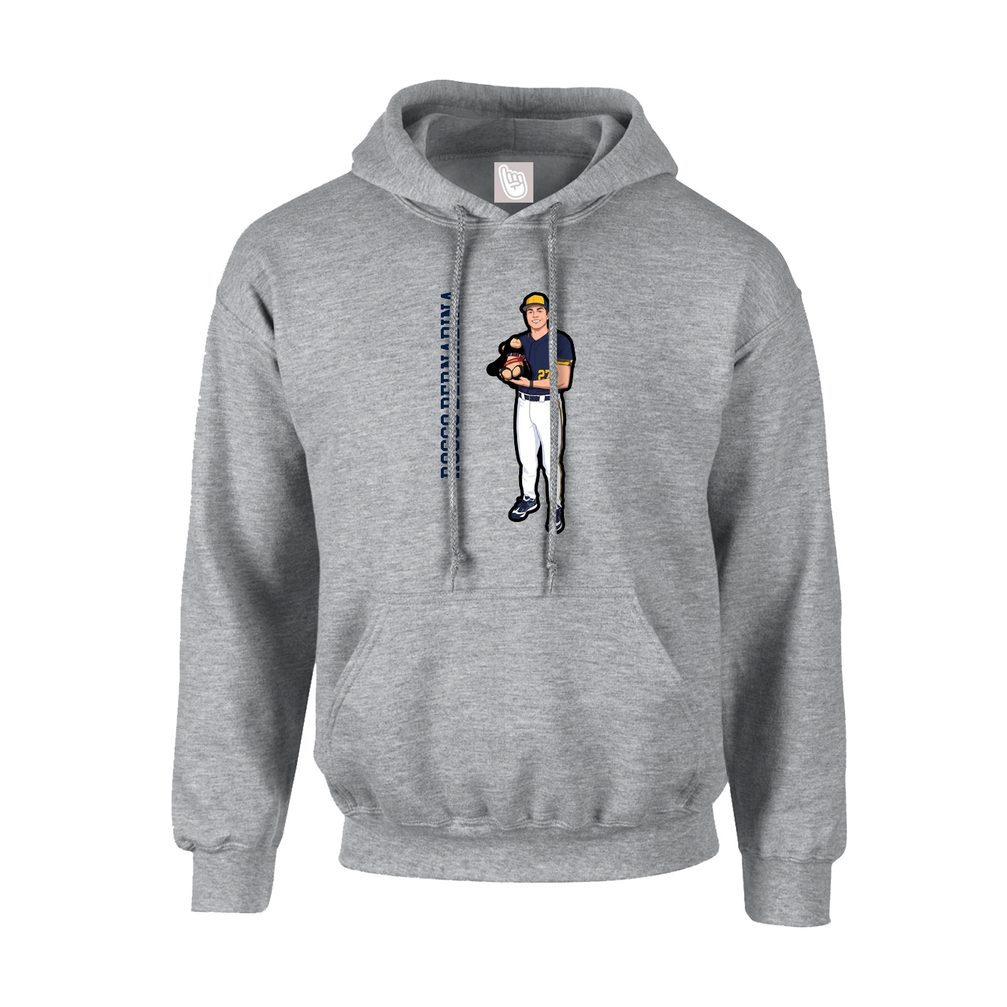 Youth Hoodie — Name Vertical in Grey