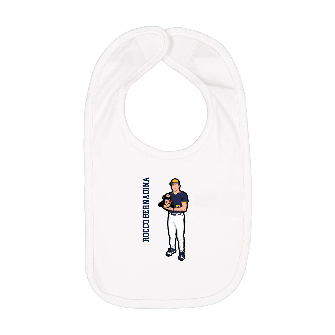 Infant Bib — Name Vertical in White
