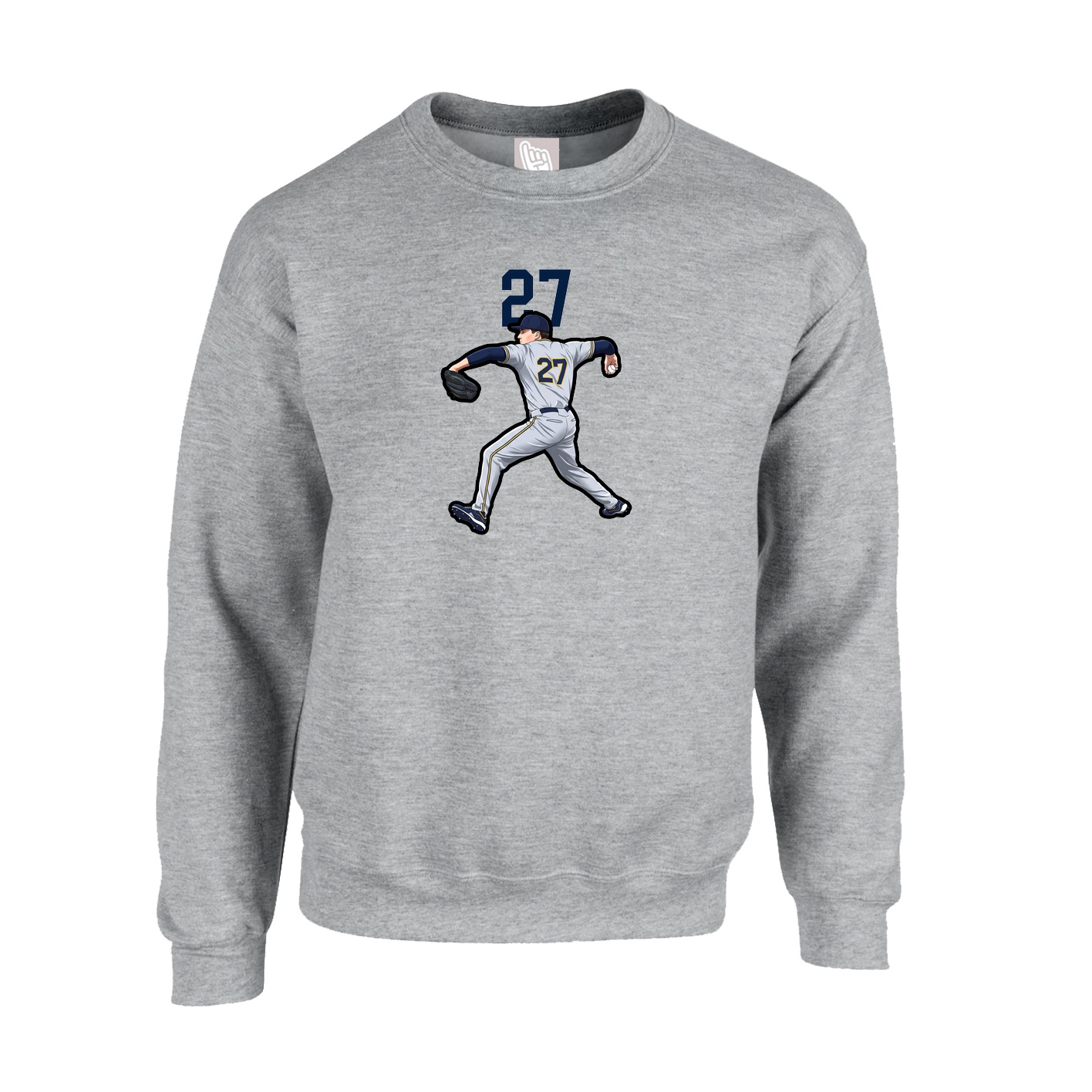 Fleece Crew — Number Top in Grey