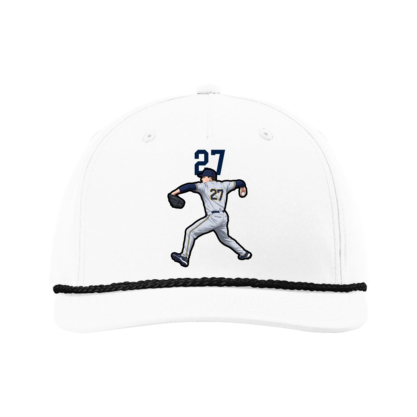Five-Panel Classic Rope Cap — Number Top in White