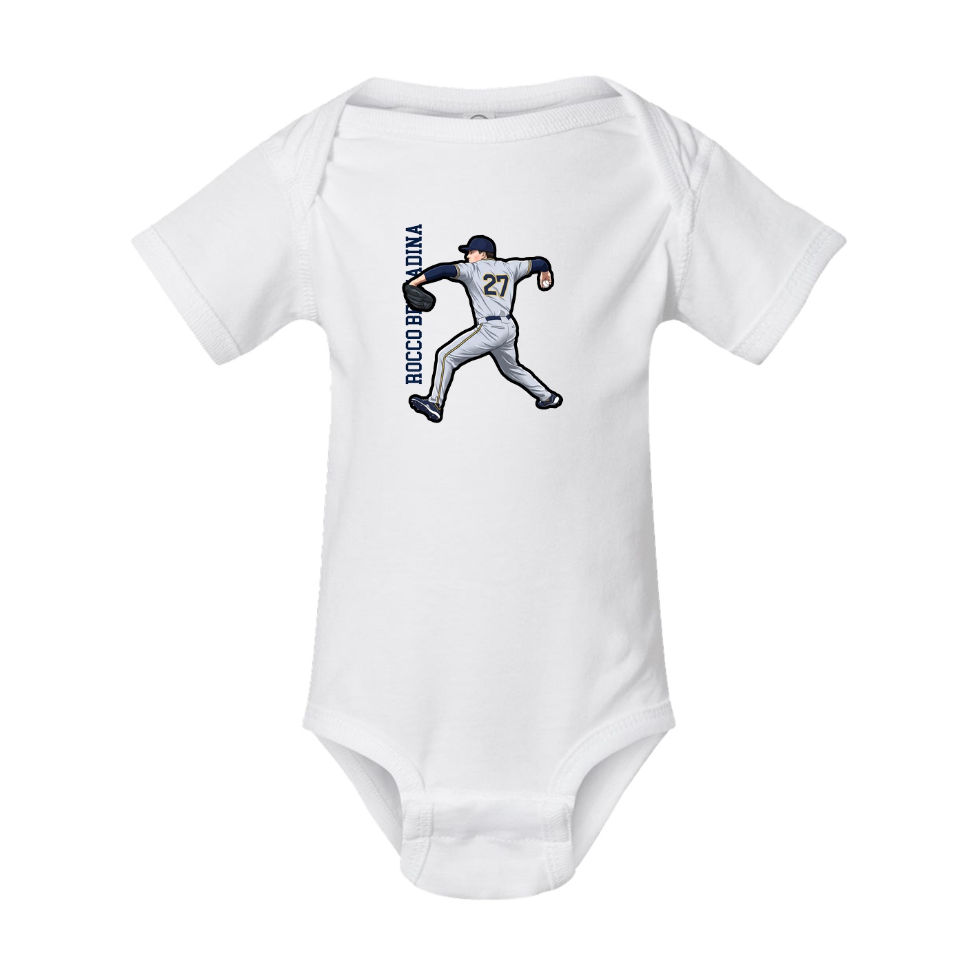 Baby Onesie — Name Vertical in White