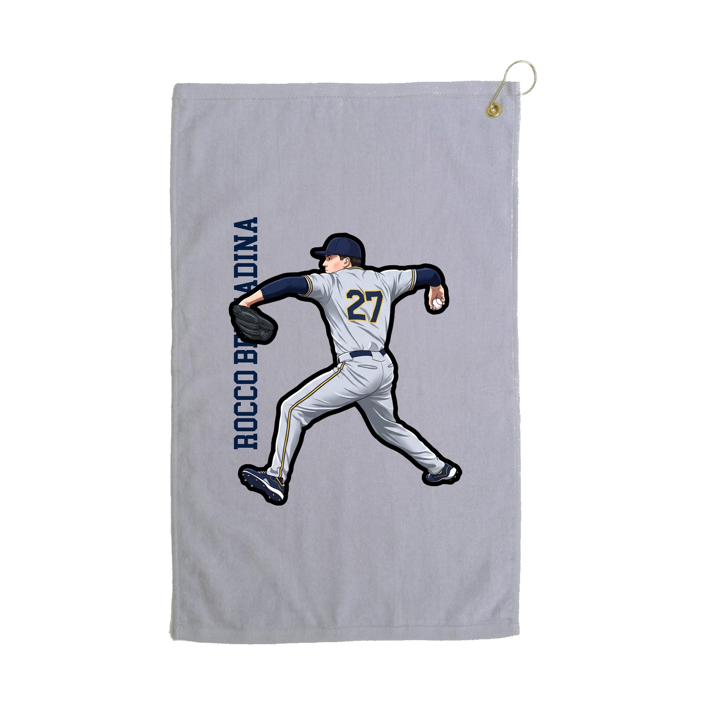 Golf Towel — Name Vertical in Grey