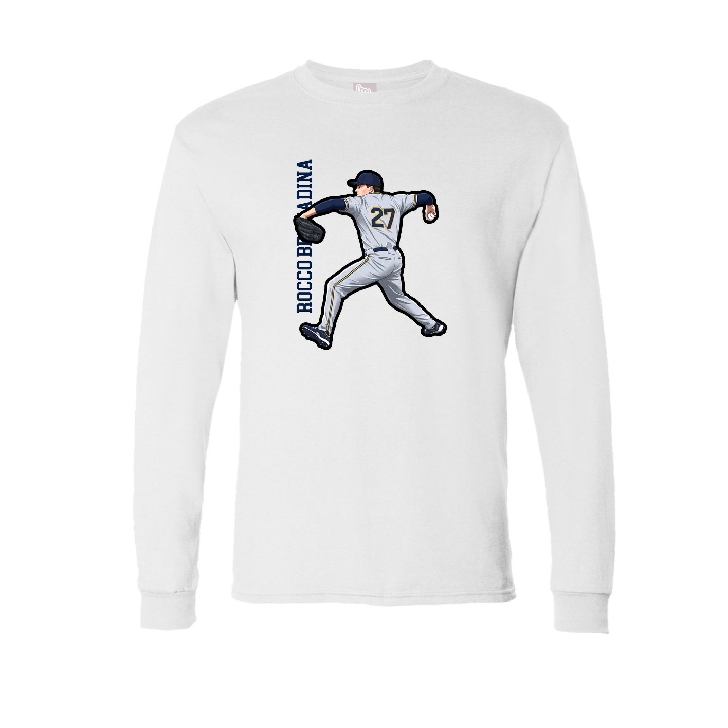 Long Sleeve Tee — Name Vertical in White