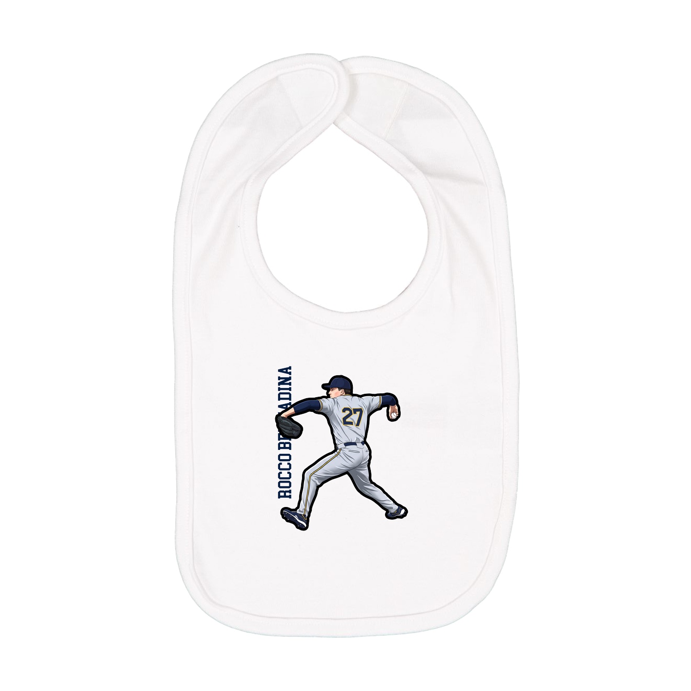 Infant Bib — Name Vertical in White