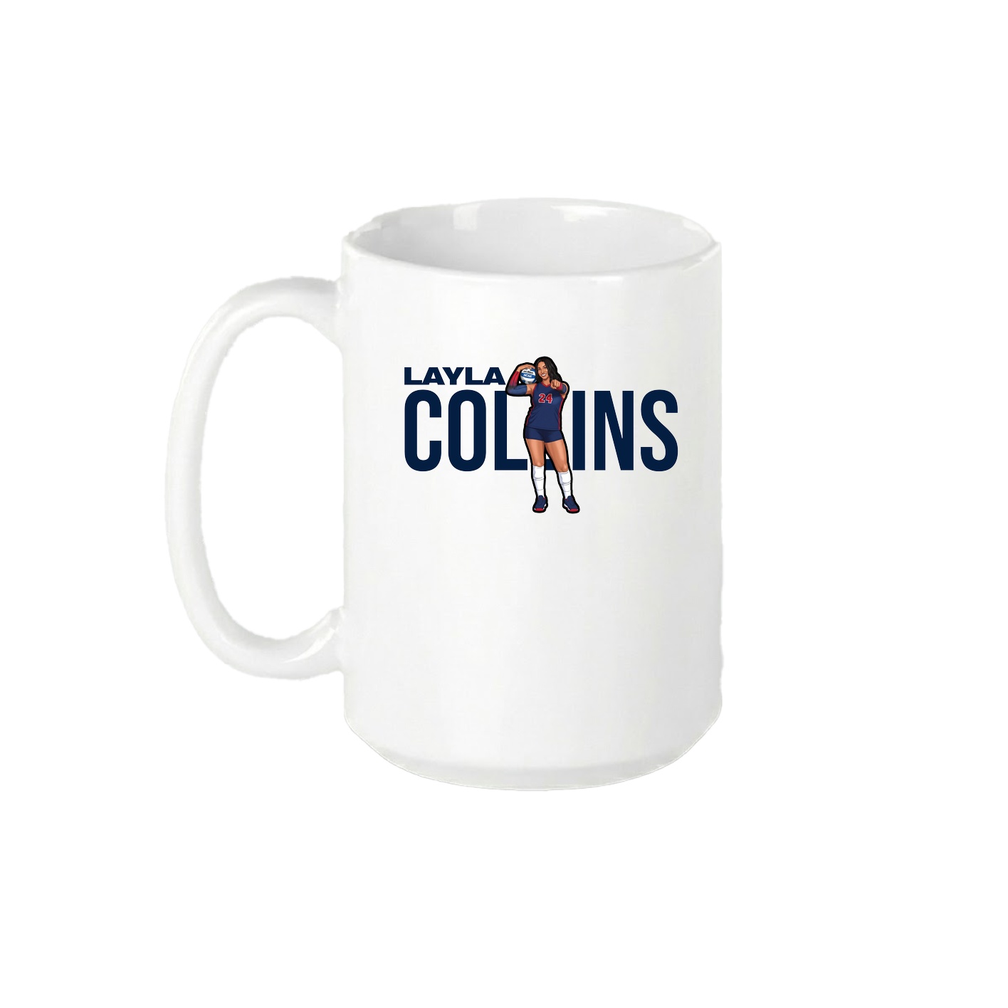 15oz Coffee Mug — Player Name in White