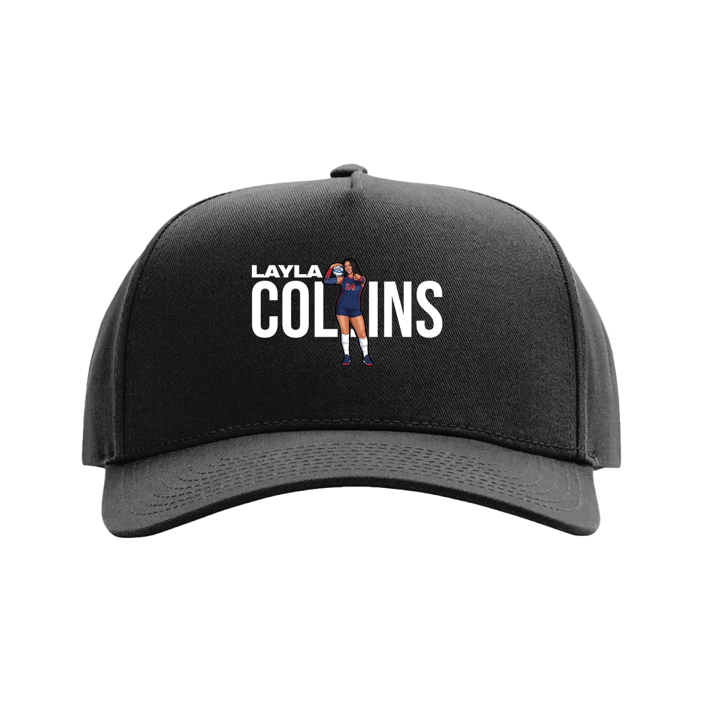 Full Fabric Five-Panel Champ Cap — Player Name in Black