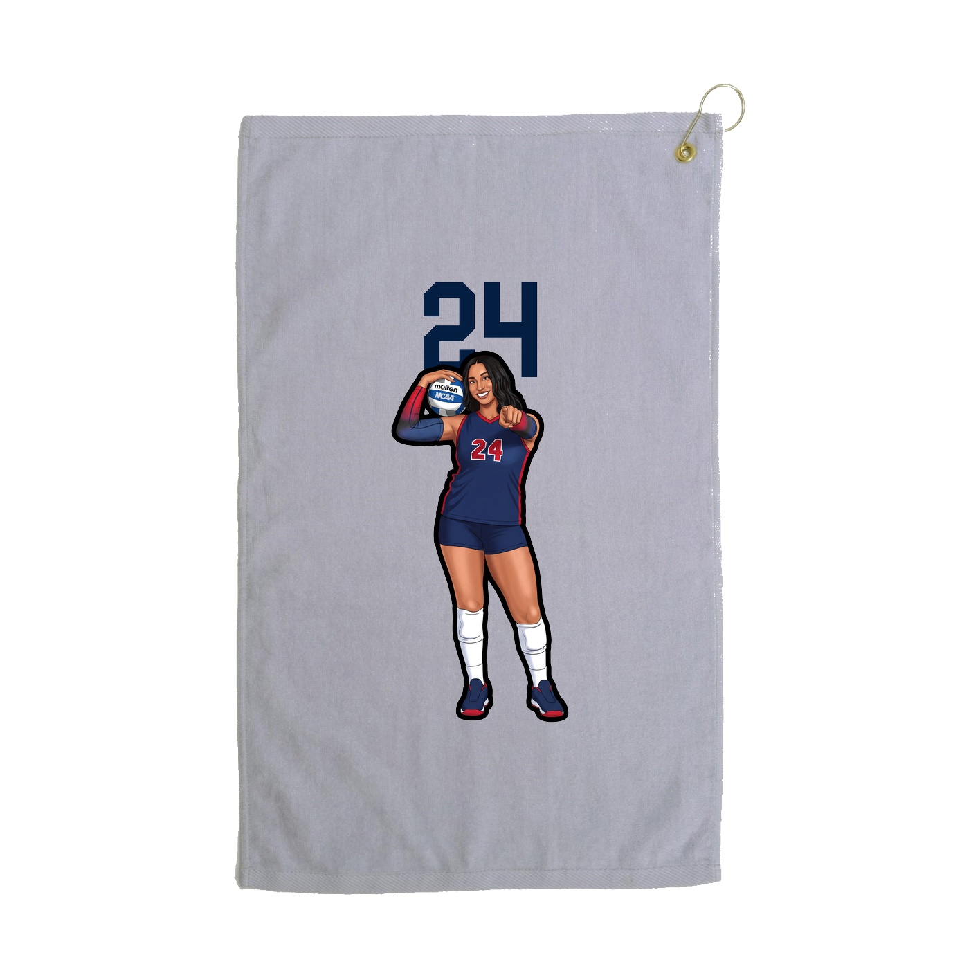 Golf Towel — Number Top in Grey