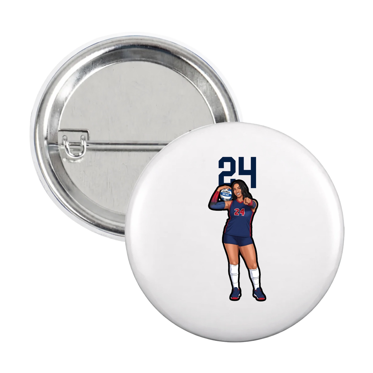 Game Day Button — Number Top in White