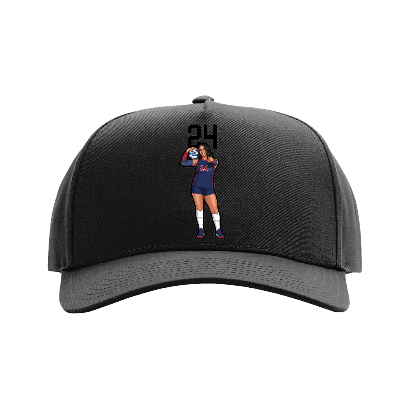 Full Fabric Five-Panel Champ Cap — Number Top in Black