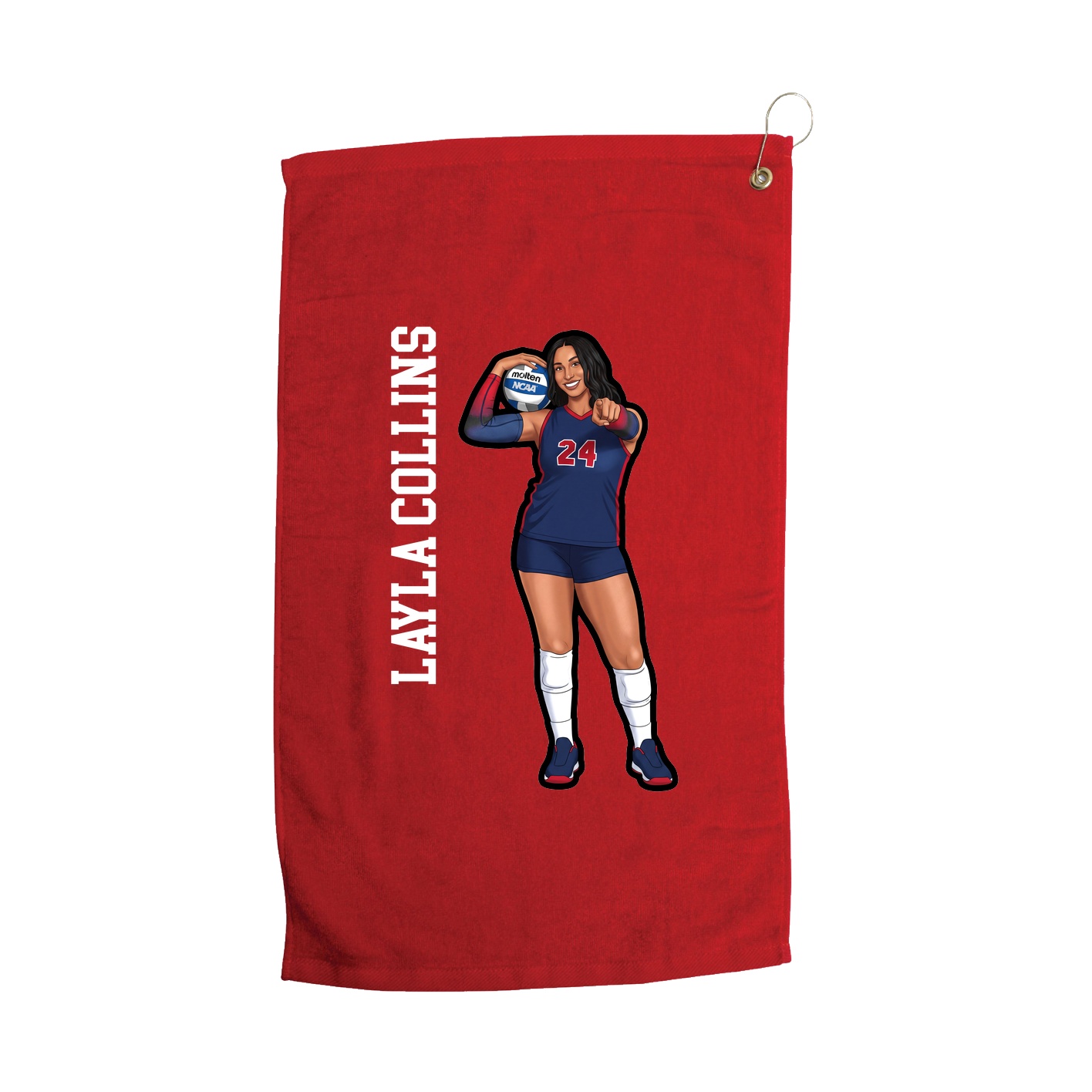 Golf Towel — Name Vertical in Red