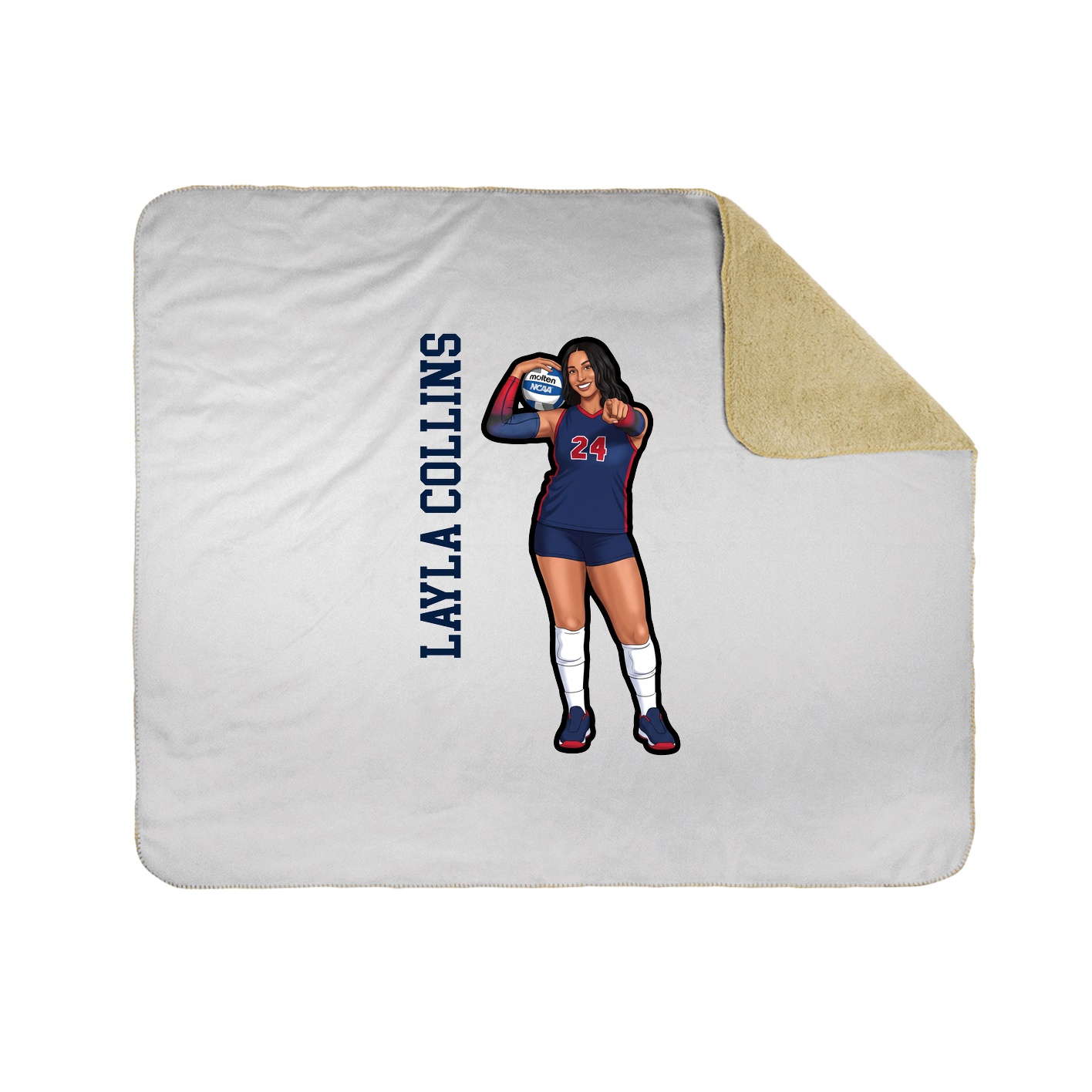 Throw Blanket — Name Vertical in White