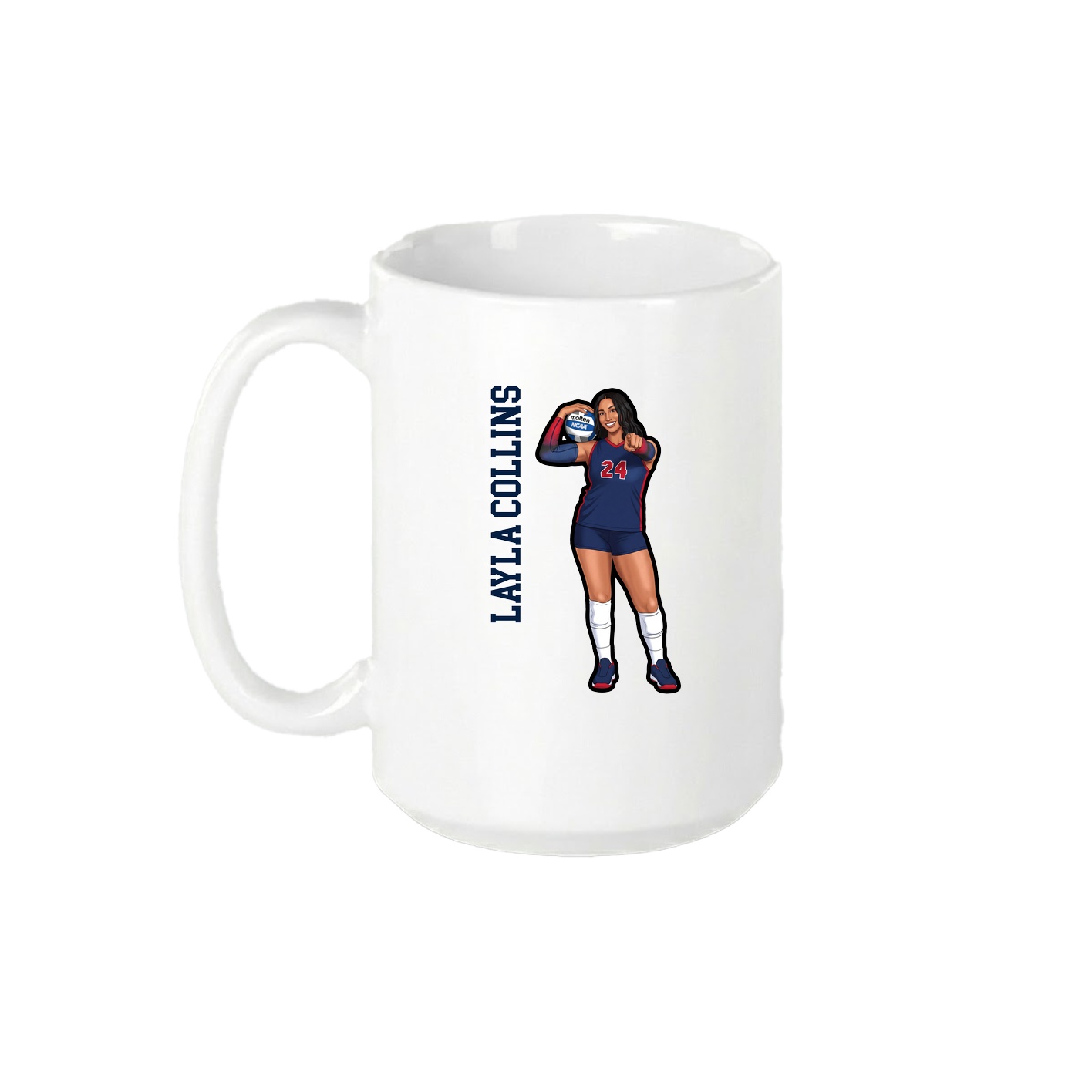 15oz Coffee Mug — Name Vertical in White
