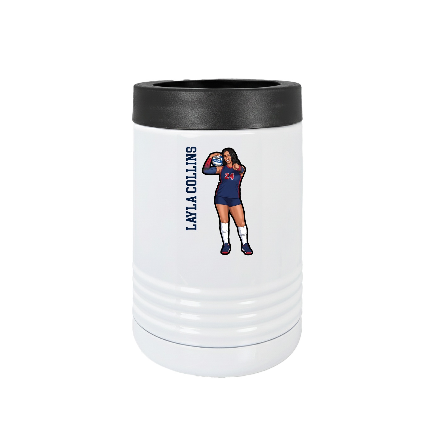 Beverage Holder — Name Vertical in White