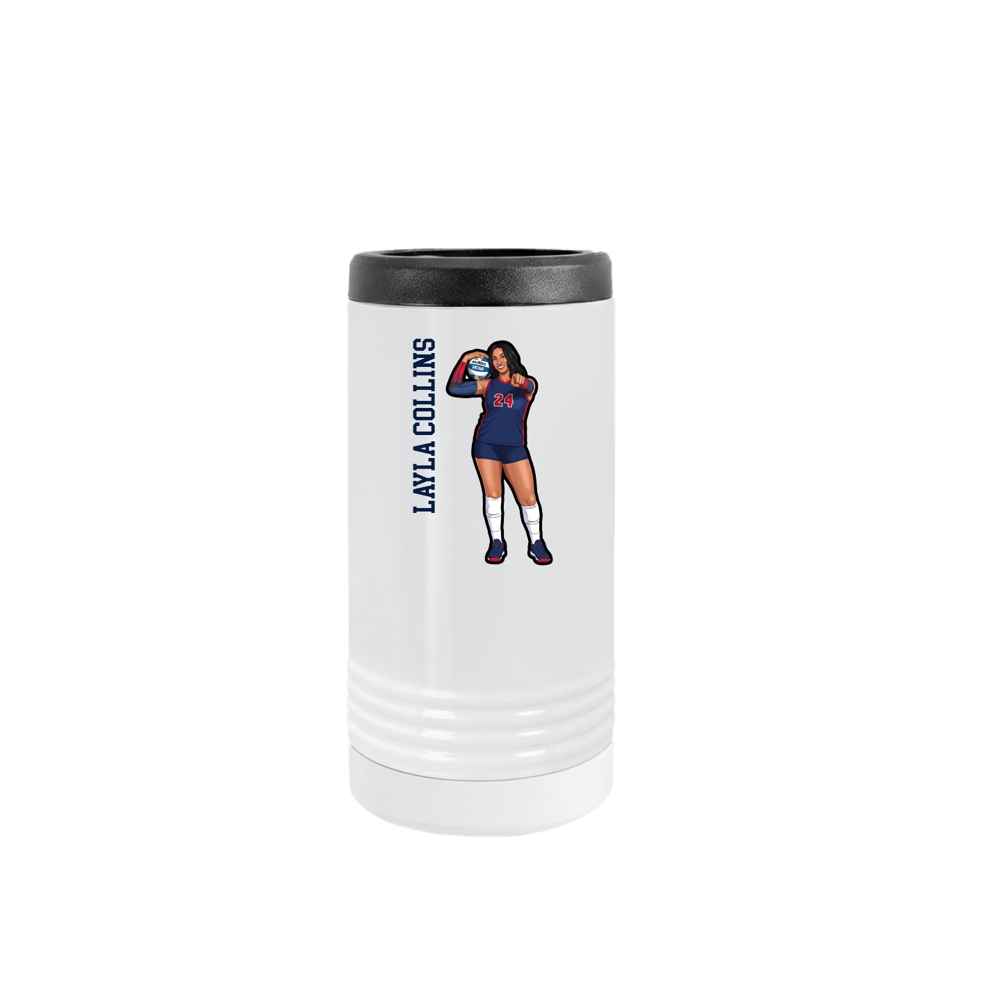 Slim Beverage Holder — Name Vertical in White