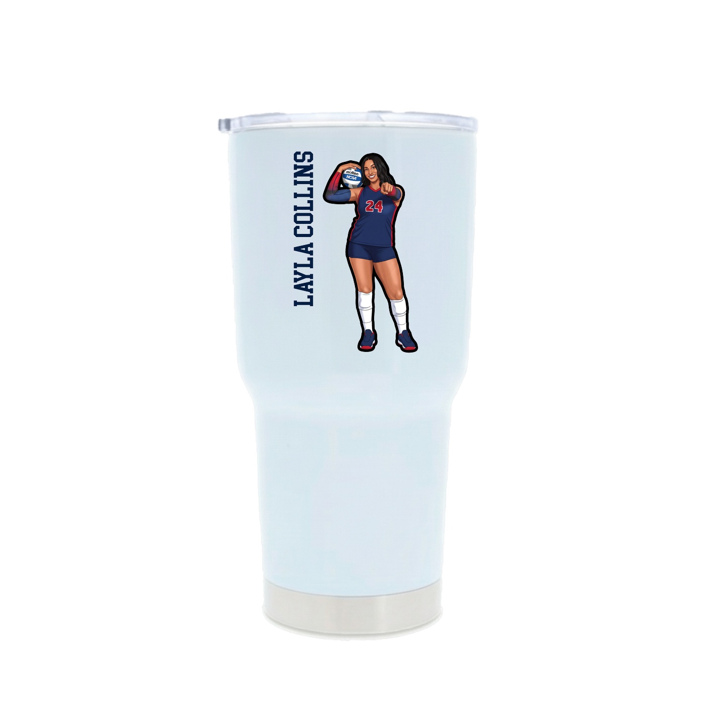 30oz Stainless Steel Tumbler — Name Vertical in White