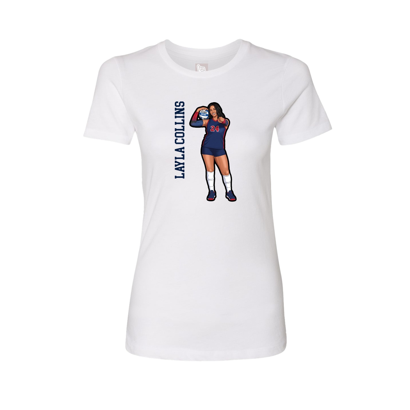 Fitted Women's Tee — Name Vertical in White