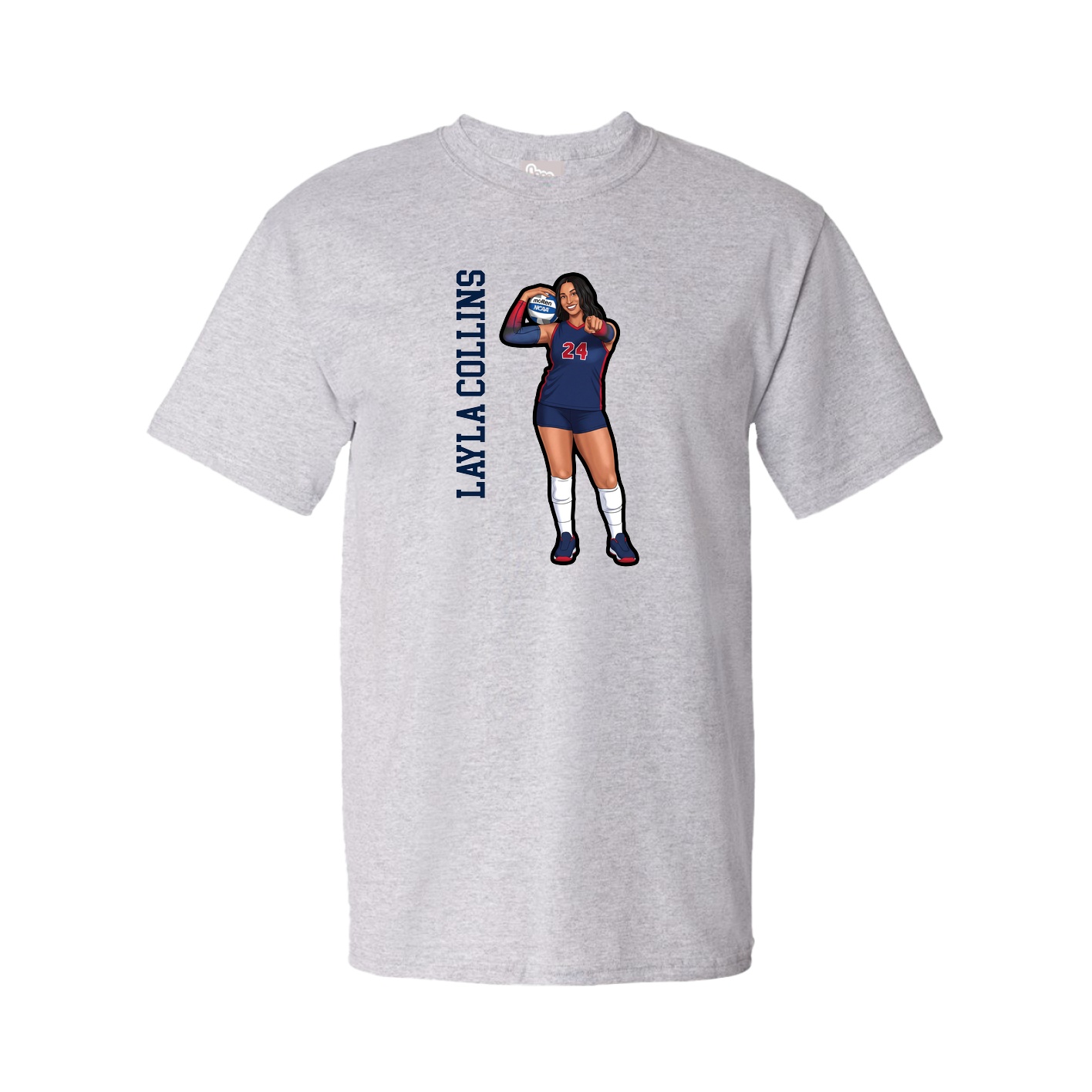 Youth Tee — Name Vertical in Grey
