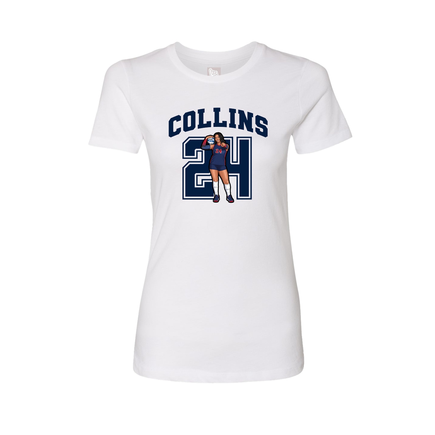 Fitted Women's Tee — Number in White