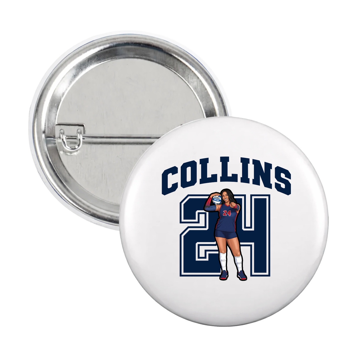 Game Day Button — Number in White