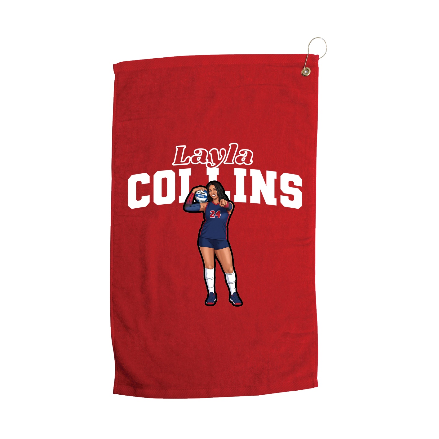 Golf Towel — Name Arch in Red