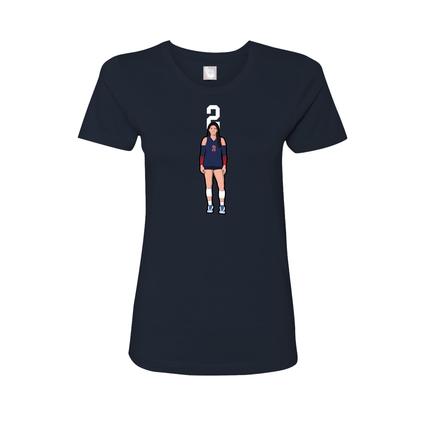 Fitted Women's Tee — Number Top in Navy