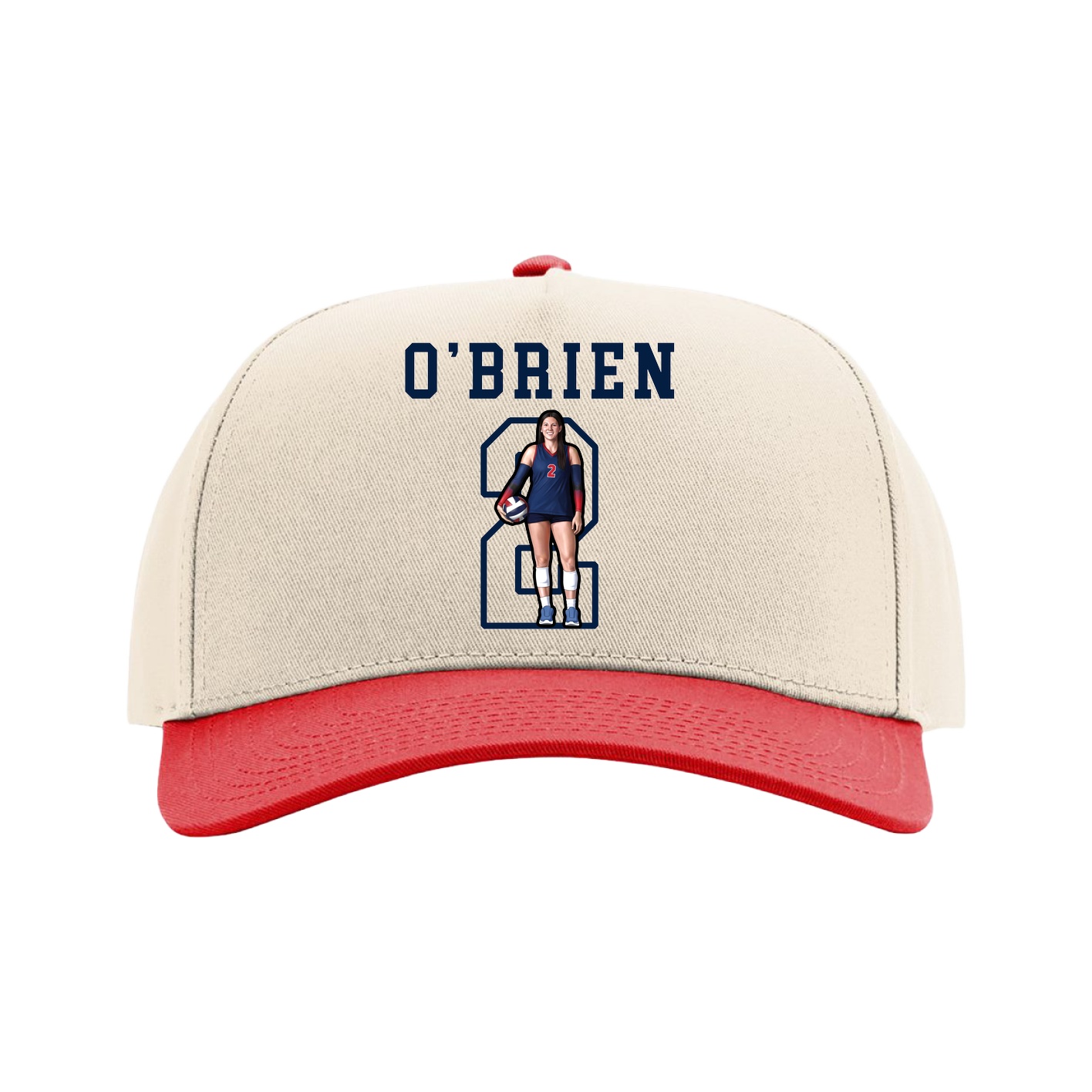 Full Fabric Five-Panel Champ Cap — Shirsey in Cream/Red