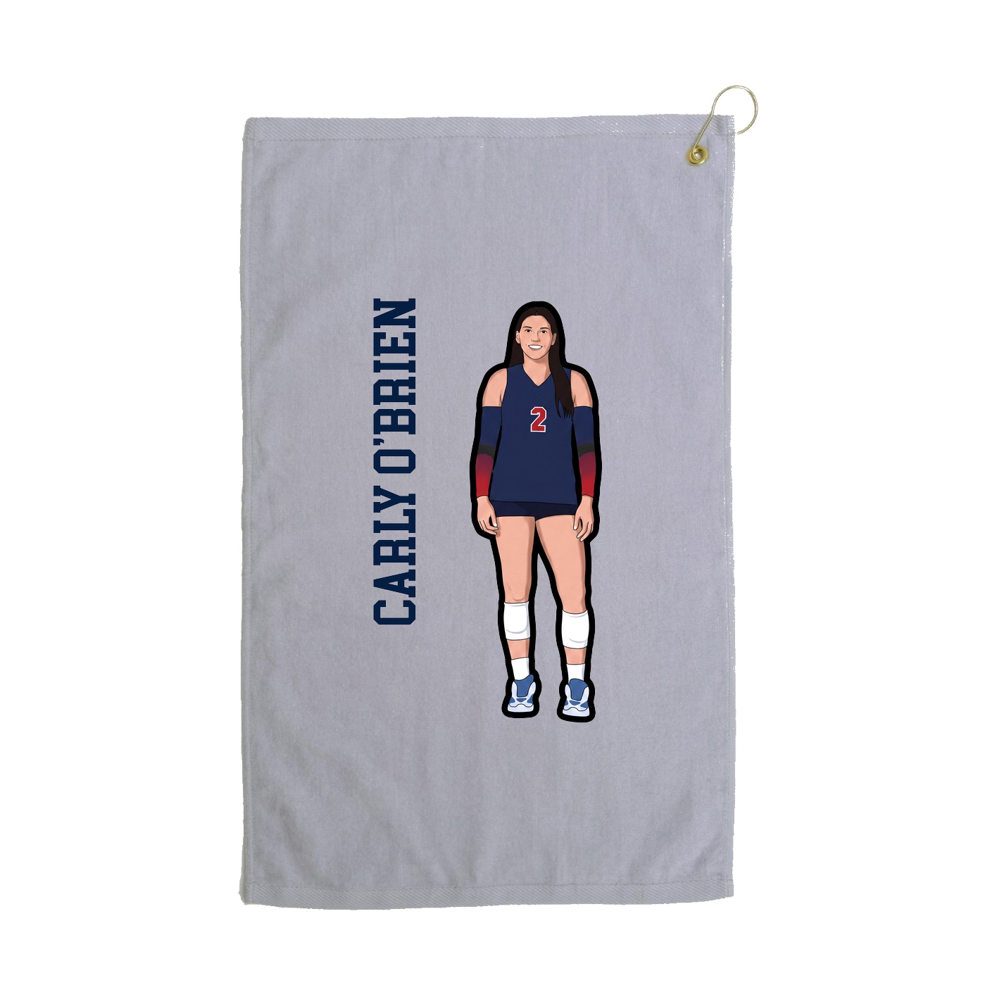 Golf Towel — Name Vertical in Grey