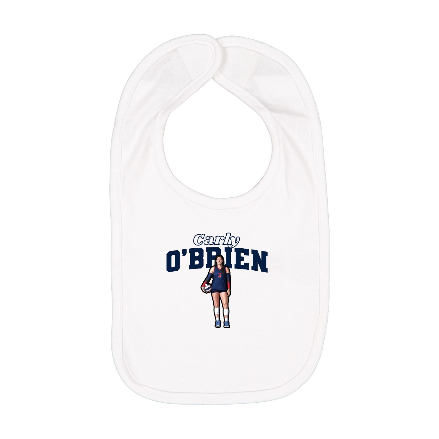 Infant Bib — Name Arch in White
