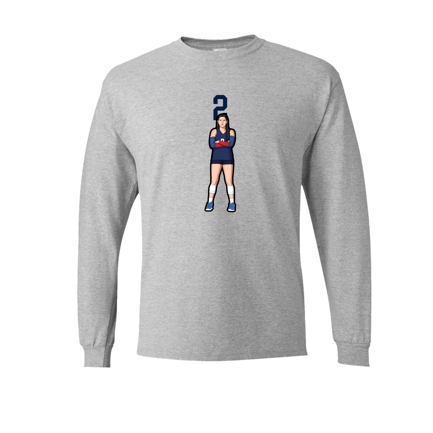 Long Sleeve Tee — Number Top in Grey