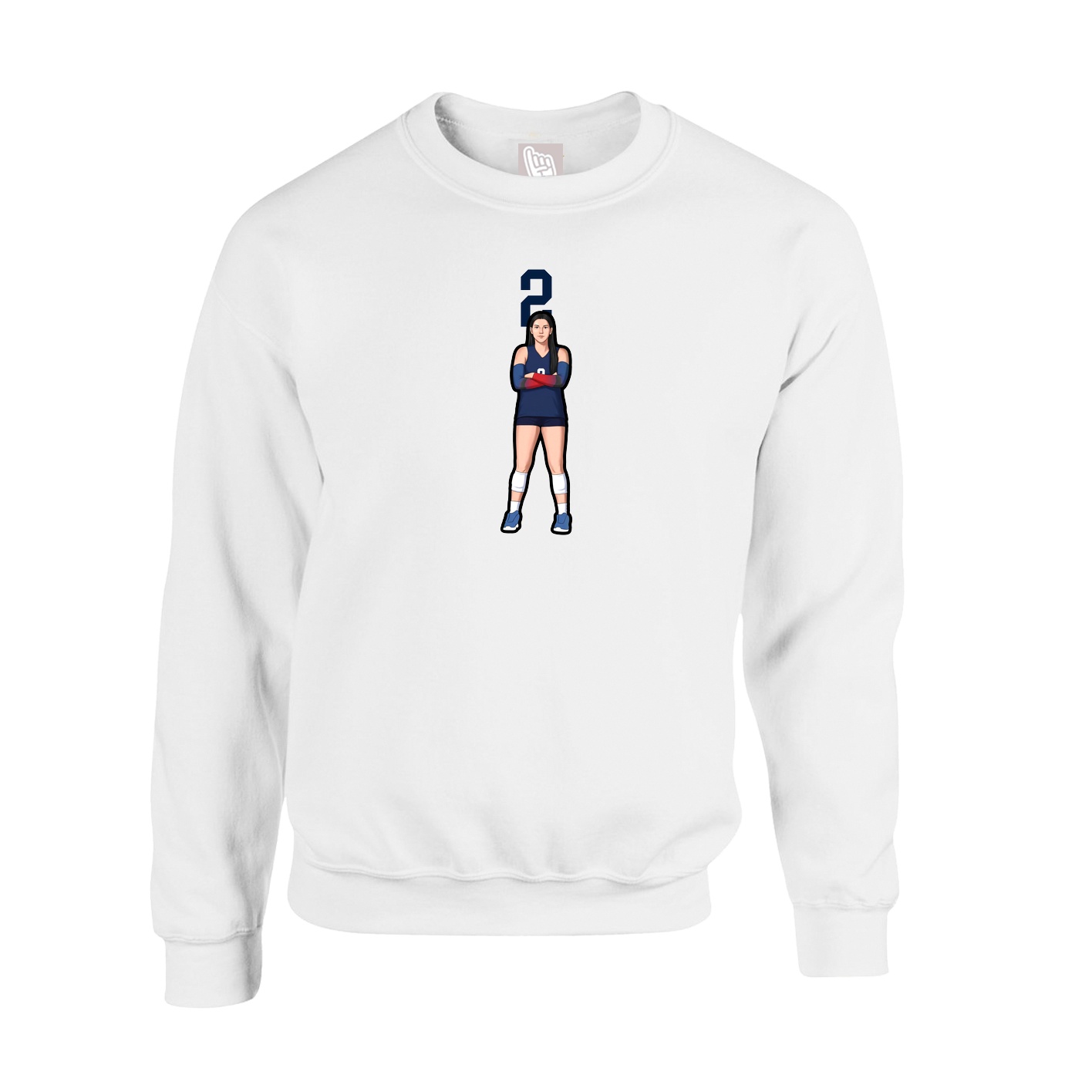 Fleece Crew — Number Top in White