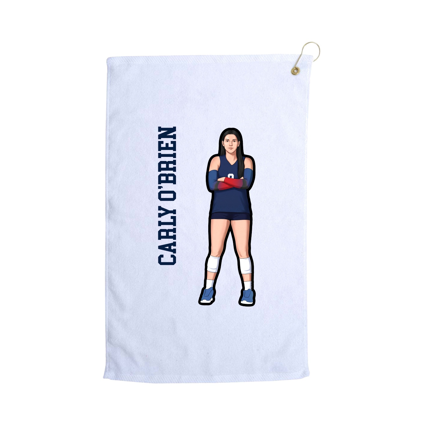 Golf Towel — Name Vertical in White