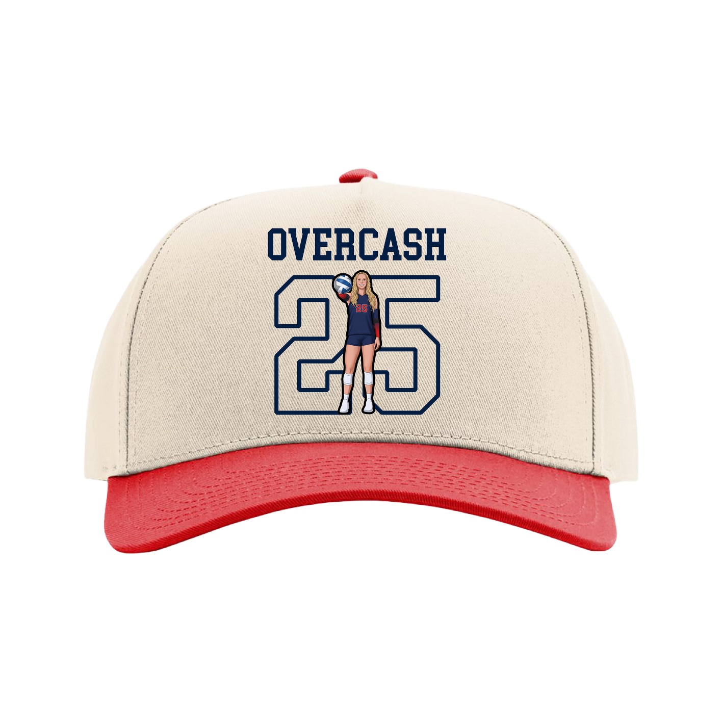 Full Fabric Five-Panel Champ Cap — Shirsey in Cream/Red