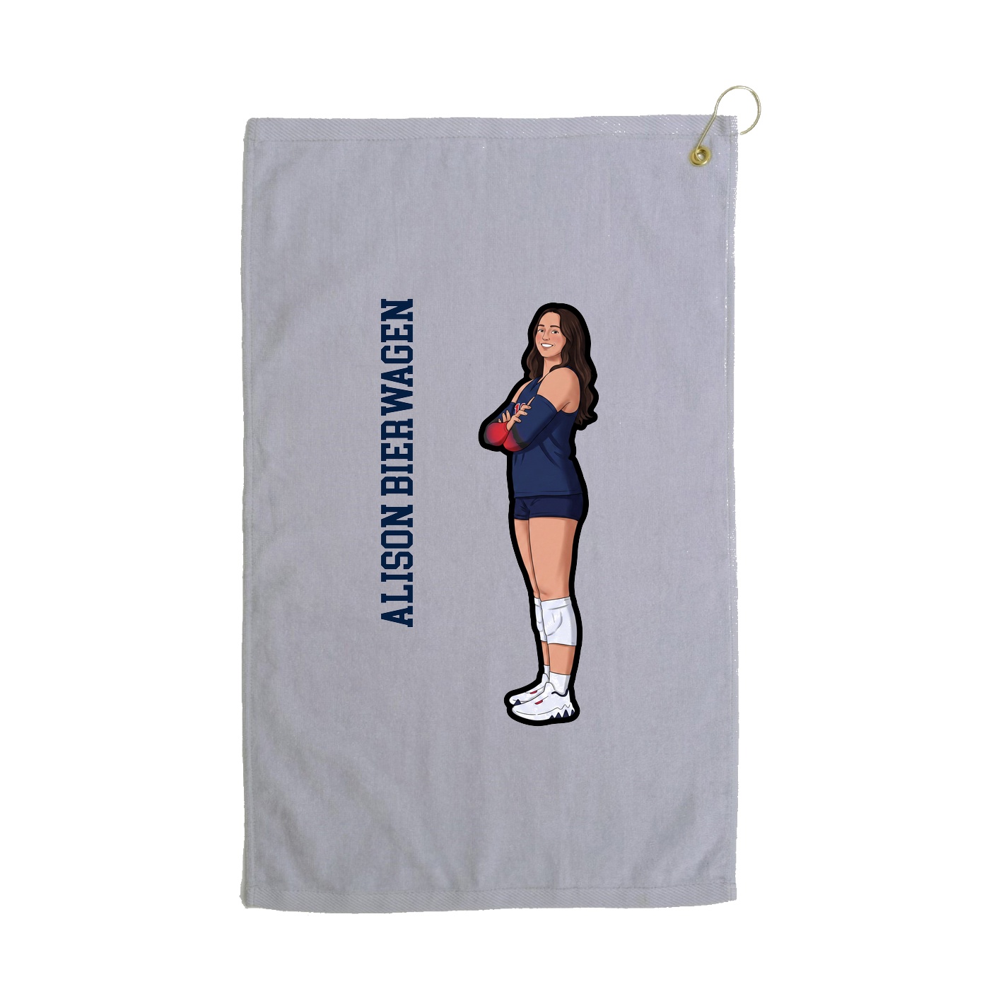 Golf Towel — Name Vertical in Grey