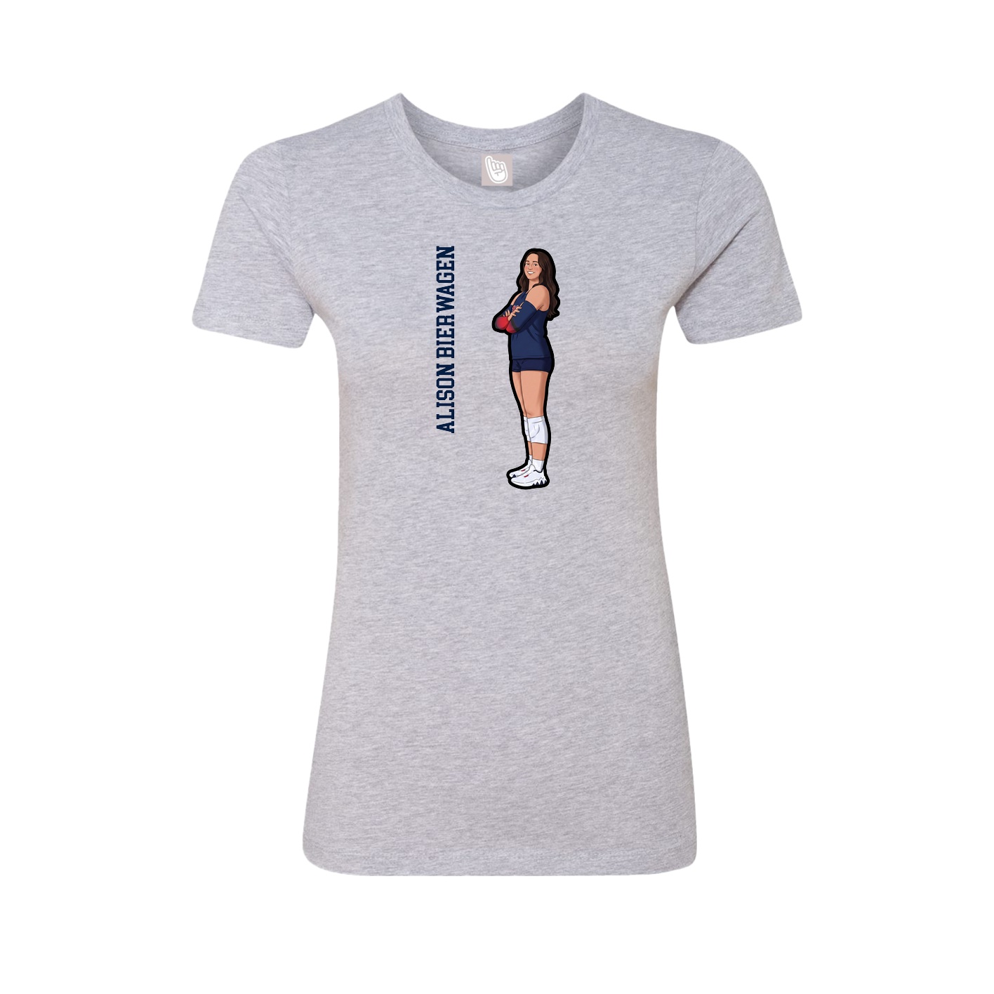 Fitted Women's Tee — Name Vertical in Grey