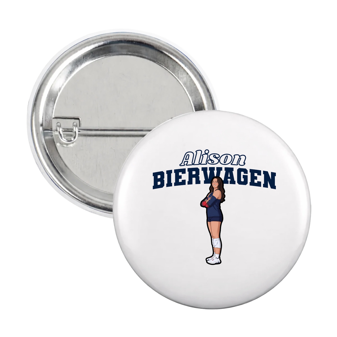 Game Day Button — Name Arch in White