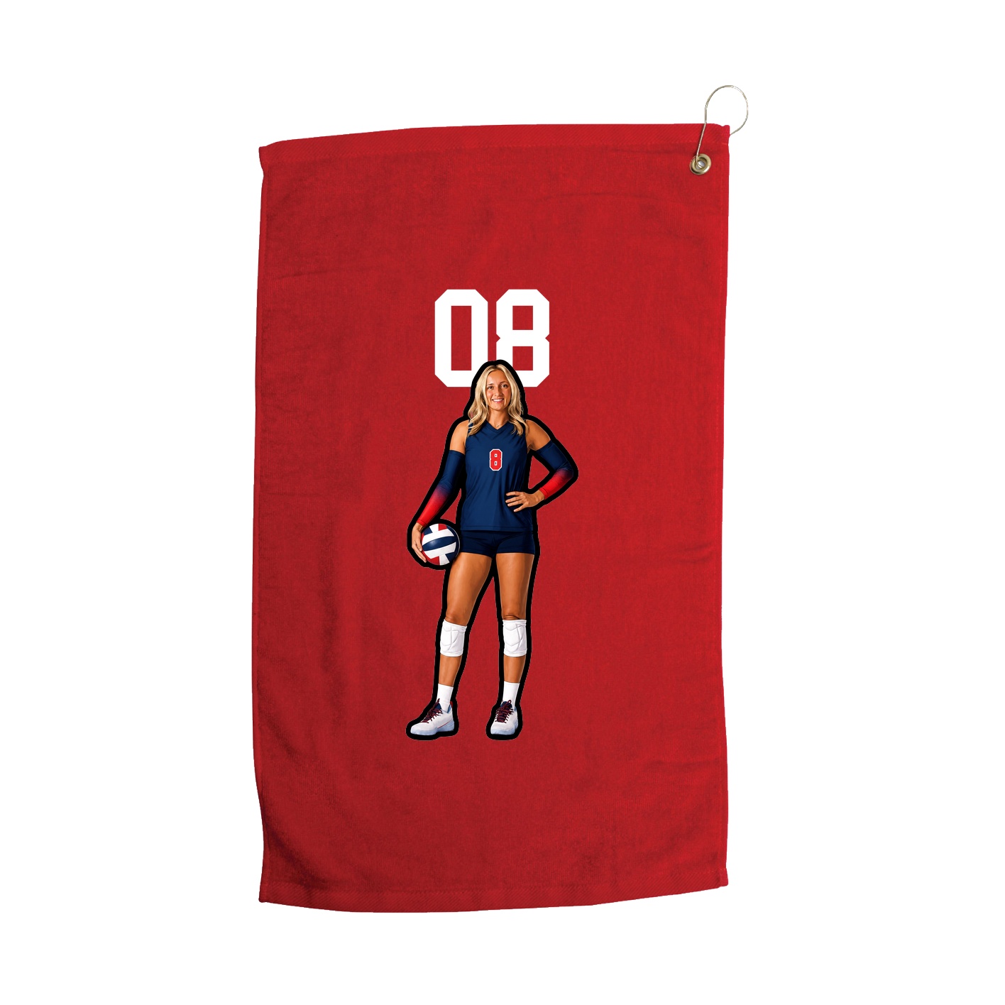 Golf Towel — Number Top in Red