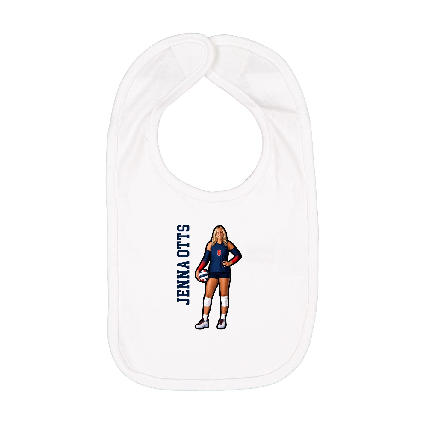 Infant Bib — Name Vertical in White