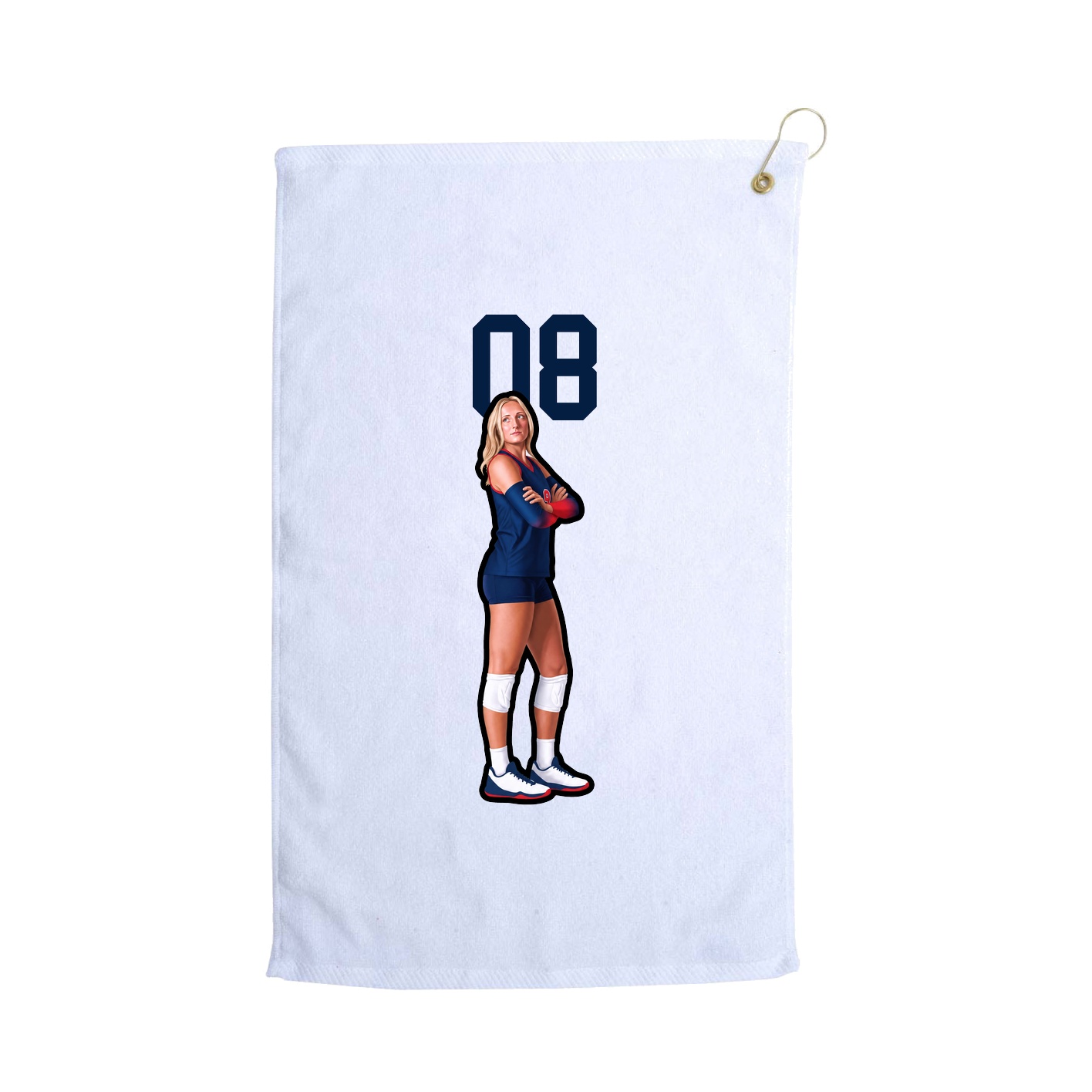 Golf Towel — Number Top in White