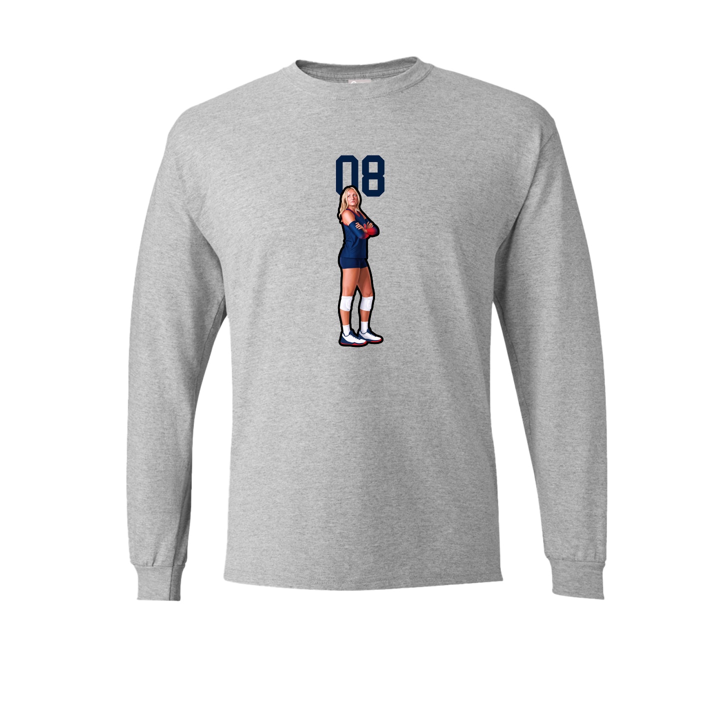 Long Sleeve Tee — Number Top in Grey