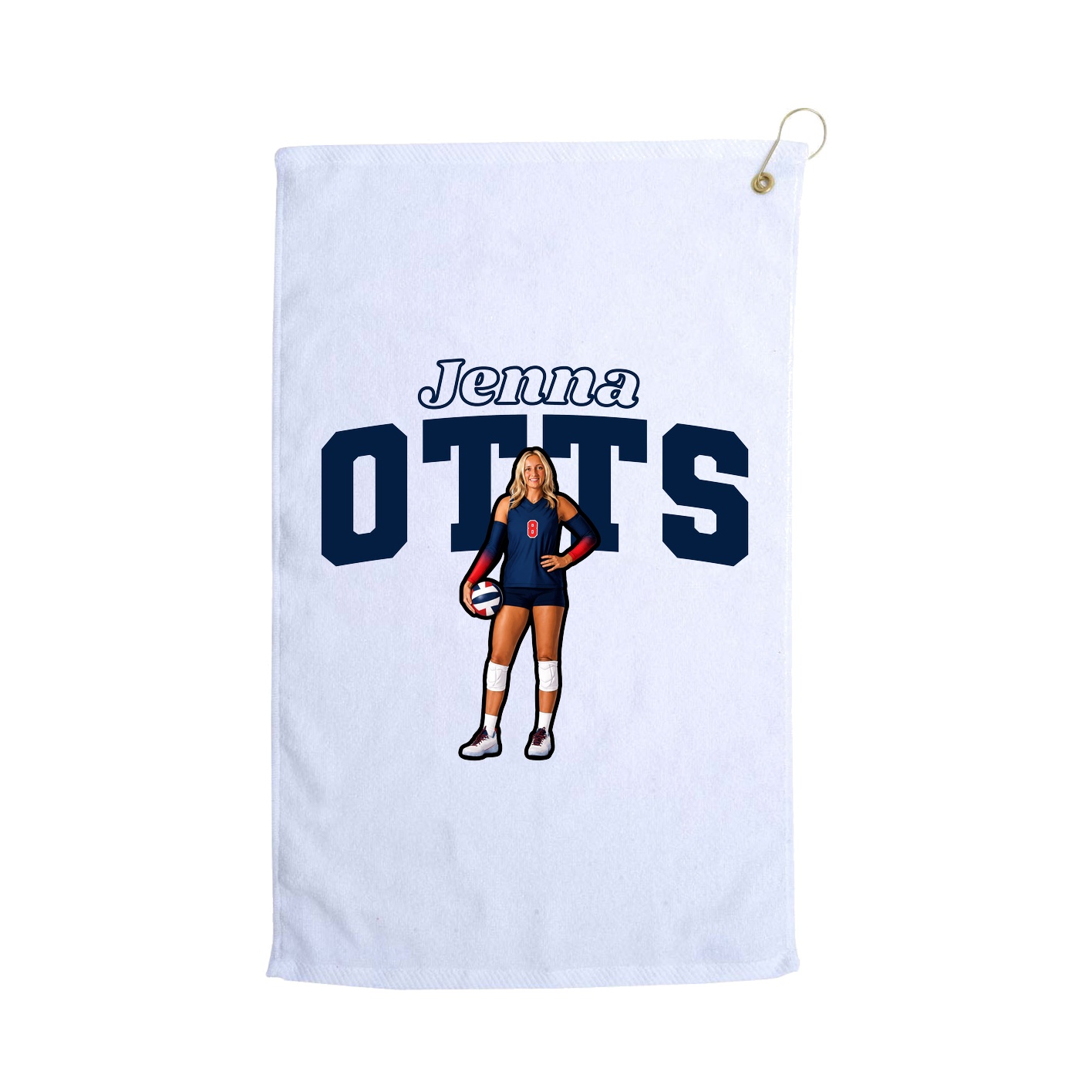 Golf Towel — Name Arch in White