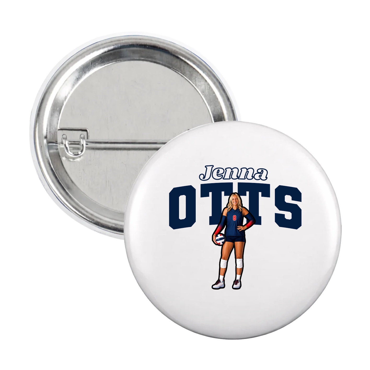 Game Day Button — Name Arch in White