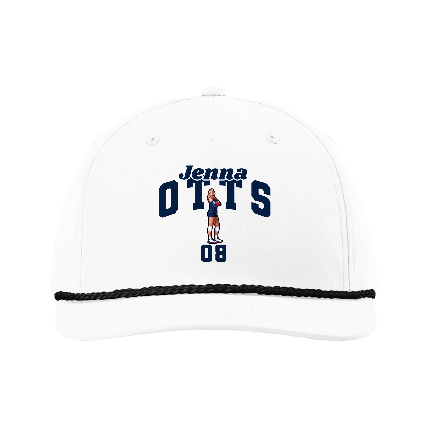 Five-Panel Classic Rope Cap — Signature Arch in White