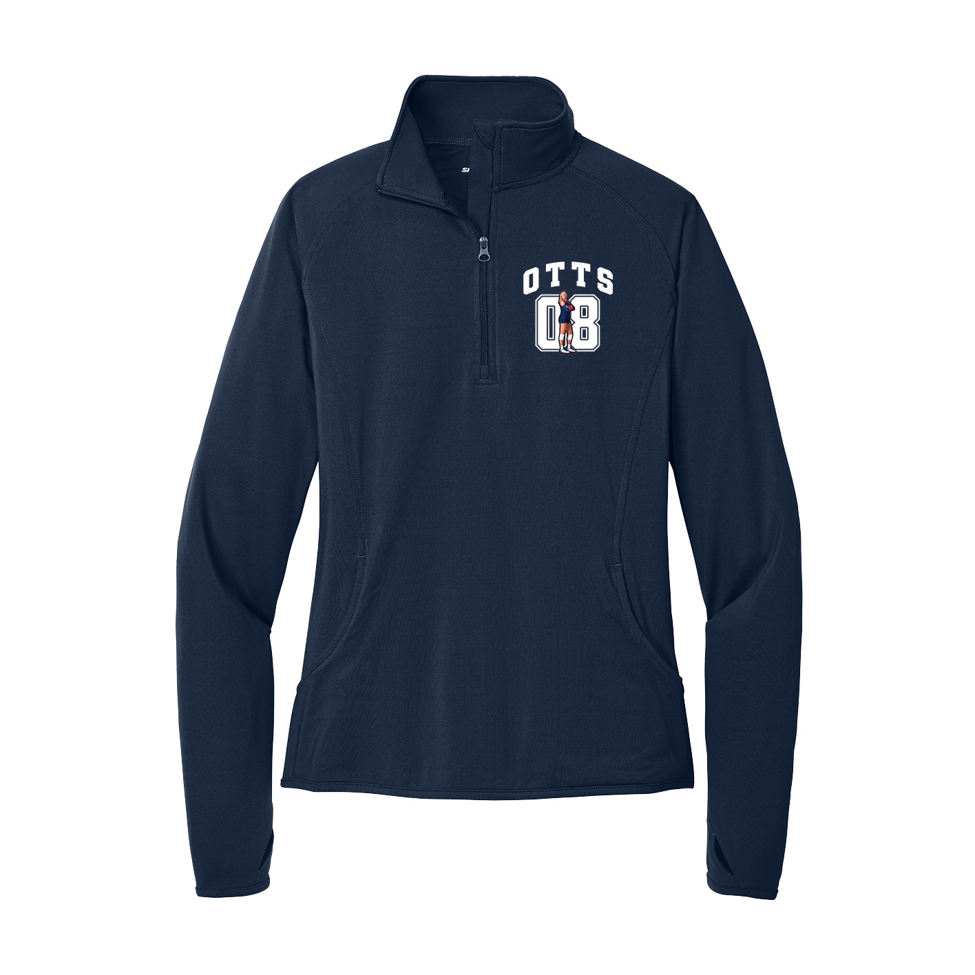 Women's Q-Zip Pullover — Number in Navy