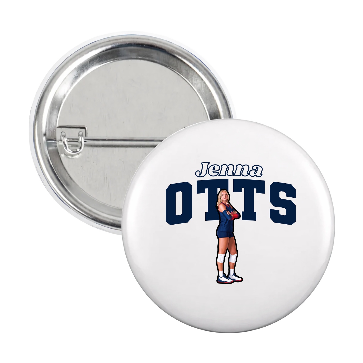 Game Day Button — Name Arch in White