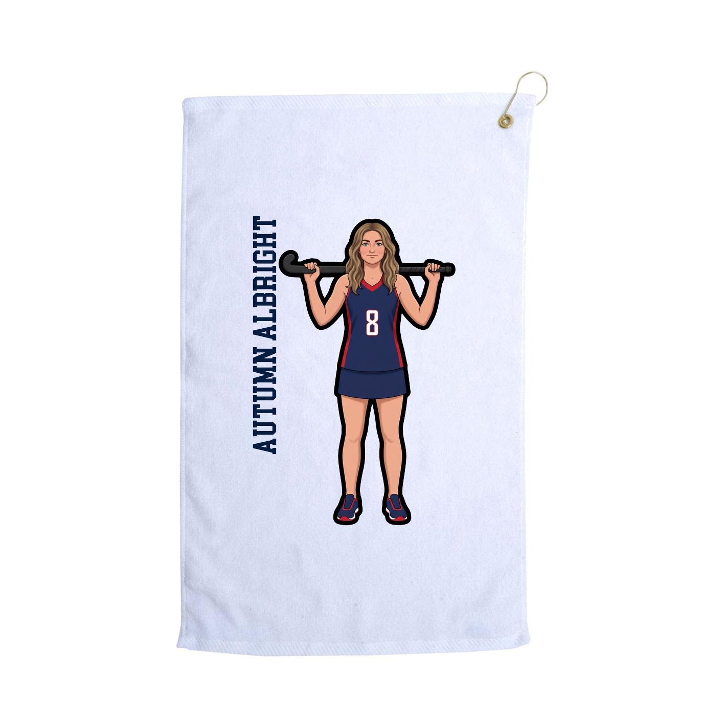 Golf Towel — Name Vertical in White