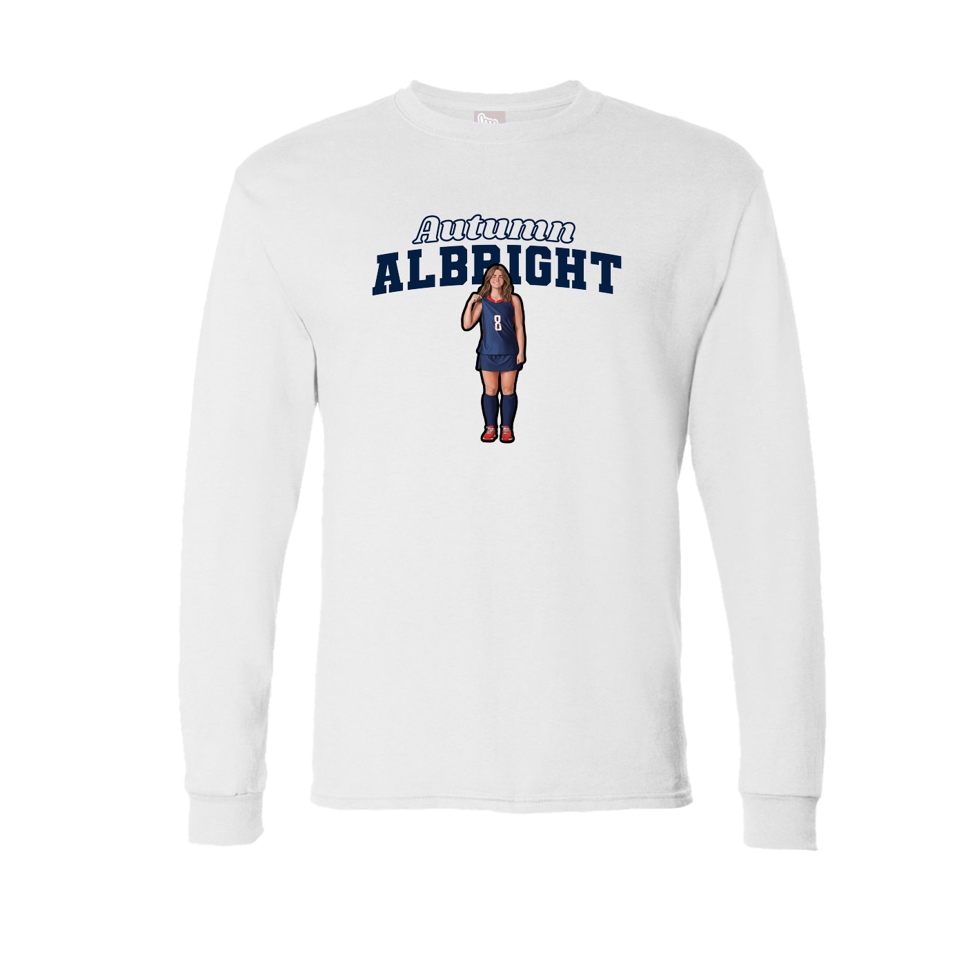 Long Sleeve Tee — Name Arch in White